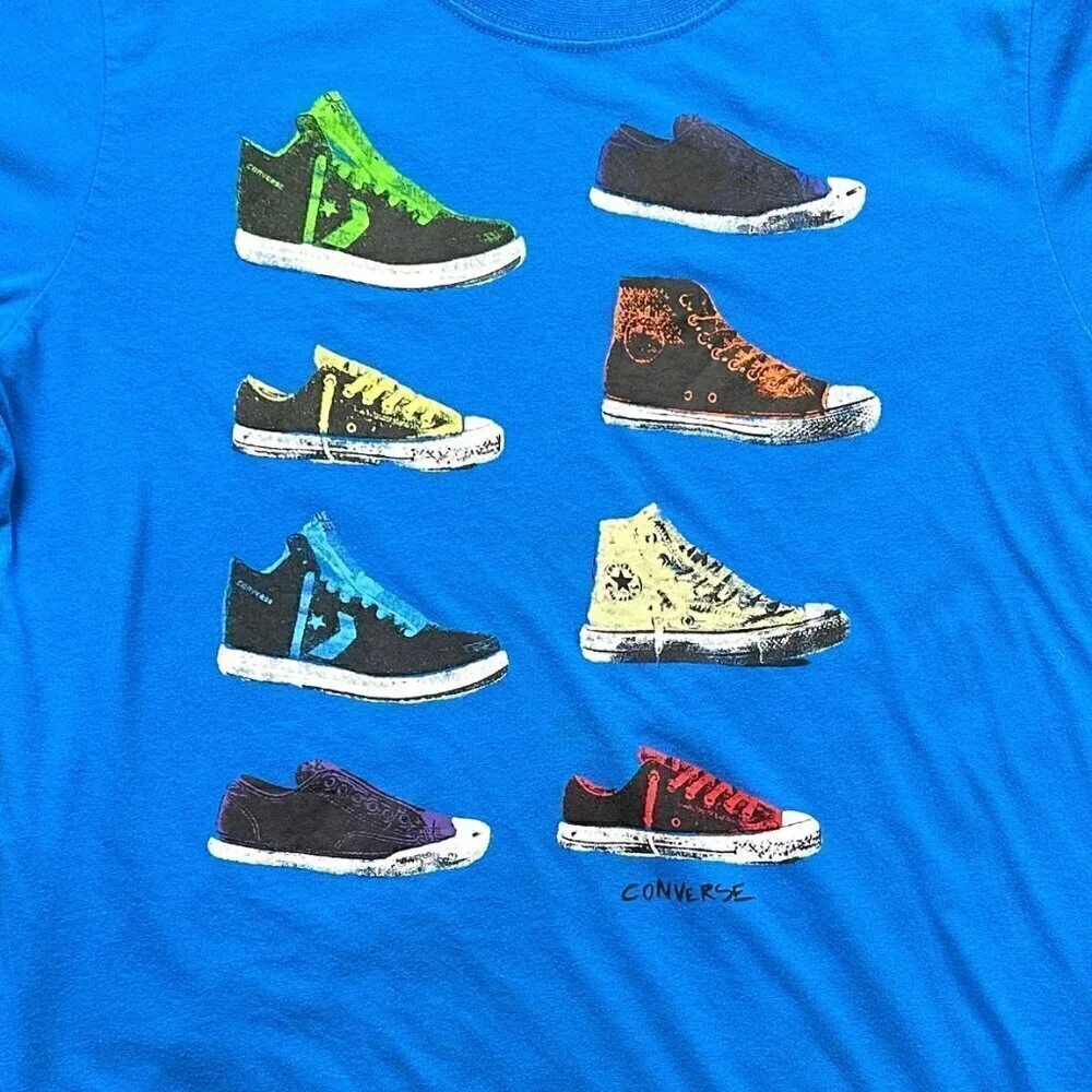Converse Boys Graphic Tee Blue Sneakers Shirt Youth XL 13-15